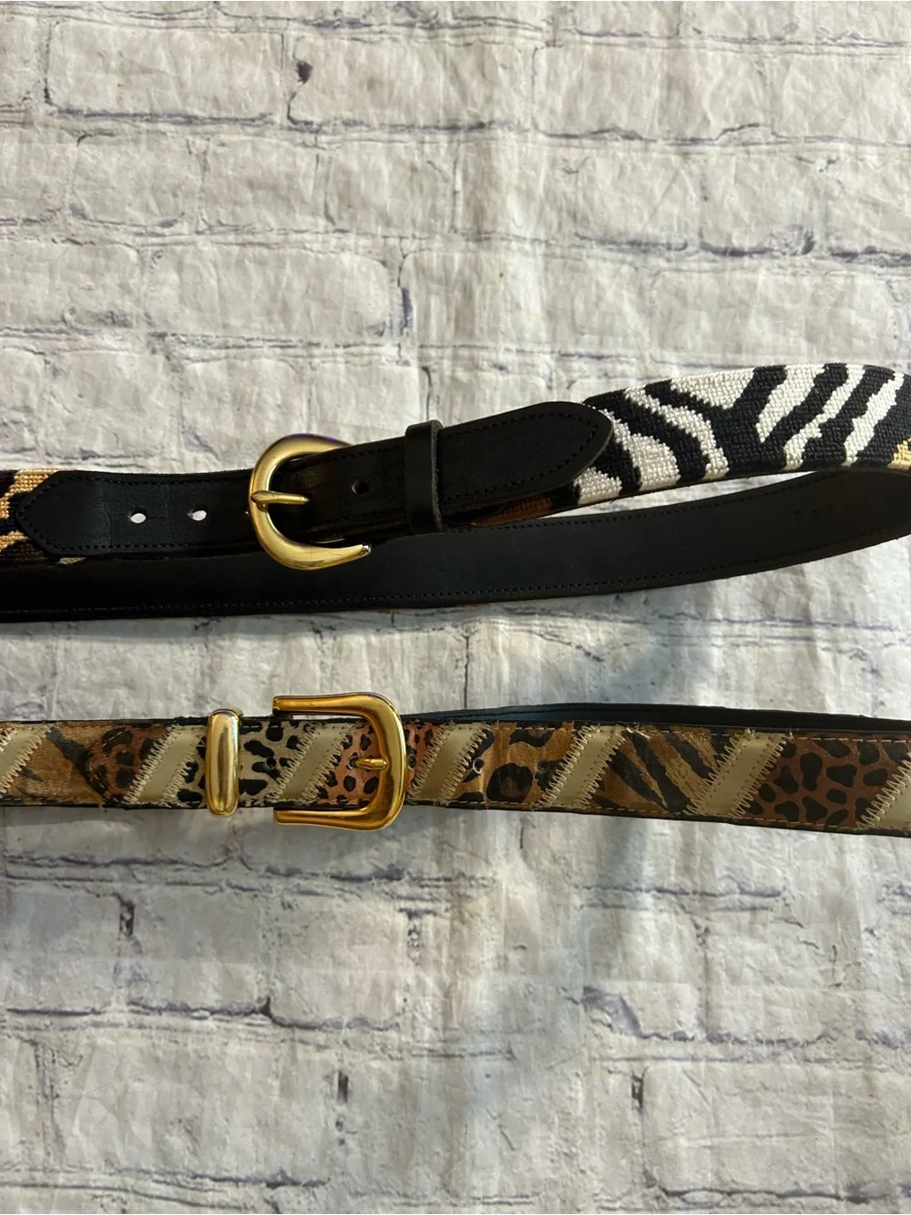 DBU MULTI ANIMAL PRINT LEATHER AND MULTI ANIMAL PRINT LEATHER BELTS (2) ARTSY